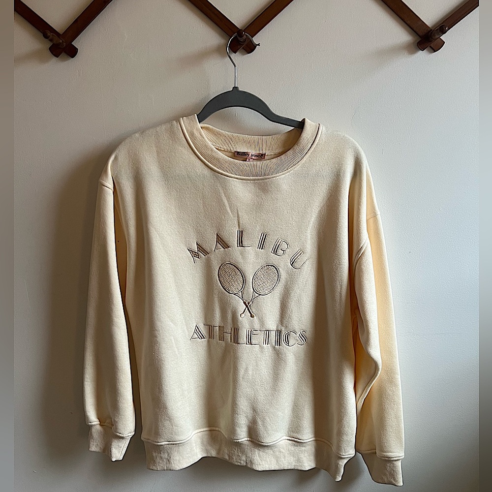 Malibu Athletics Sports Cozy Oversized Crewneck Sweatshirt Cream Size Medium